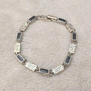 Vintage silver and black tone bracelet